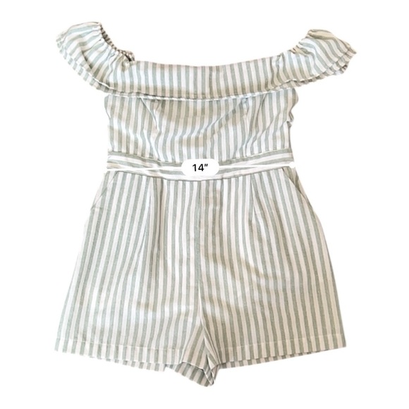 Lulu's White and Green Off-Shoulder Jumpsuit - Picture 11 of 14